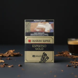 Explore Djarum Super Espresso Gold, featuring the unique Luxury Wrap with gold motifs and a bold espresso flavor profile for the modern smoker.