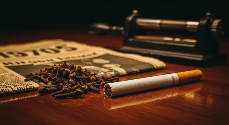 A detailed view of a modern filter kretek with cloves, symbolizing filter kretek history.